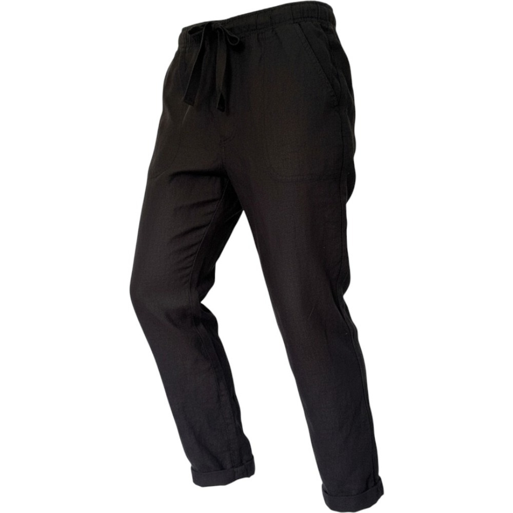 Not Monday 100% Linen Drawstring Pants XS Tapered Cuffed Hem $250